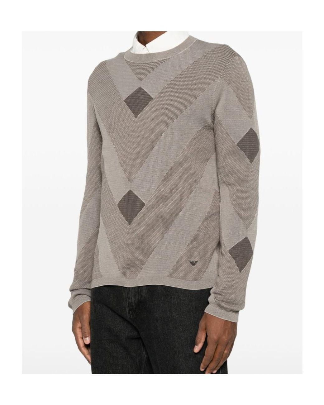 Emporio Armani Multicolor Diagonal Jacquard Pattern Sweater Signature Capsule for men