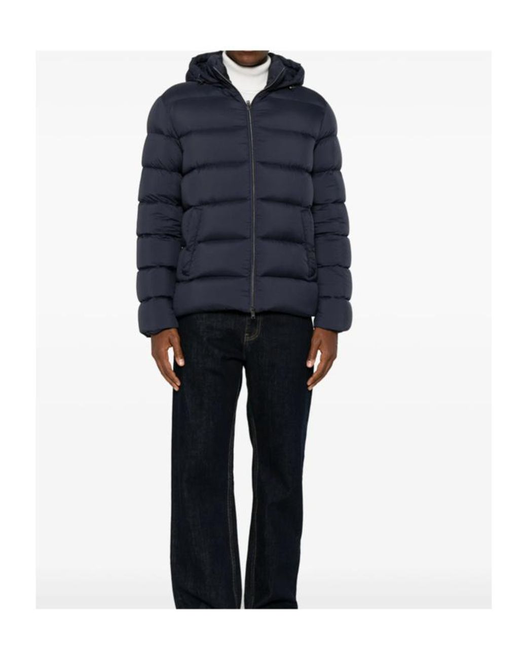 Herno Blue Quilted Hooded Jacket for men