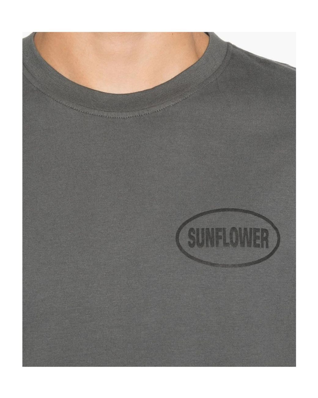 sunflower Gray Crew Neck Logo Print T-Shirt for men