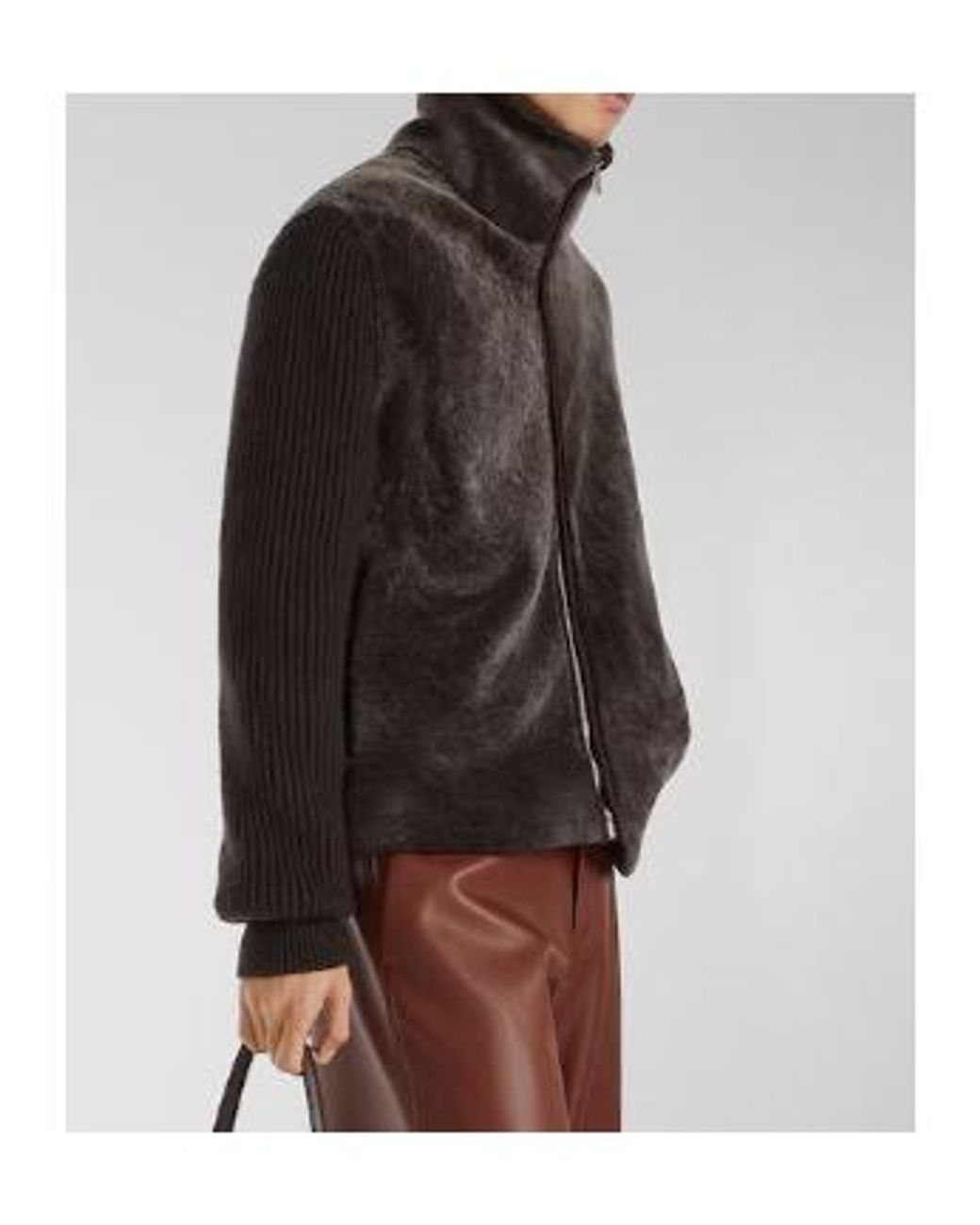 Fendi Brown Wool And Shearling Blouson for men