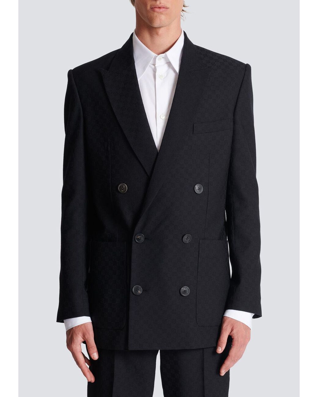 Balmain Blue Double Breasted Tailored Jacket for men
