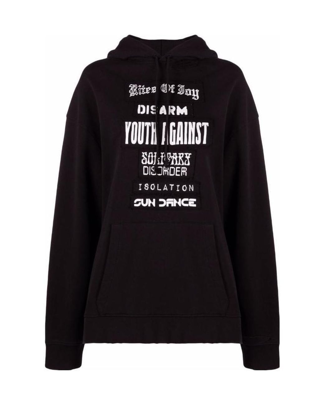 Raf Simons Black Slogan Patches Hoodie for men