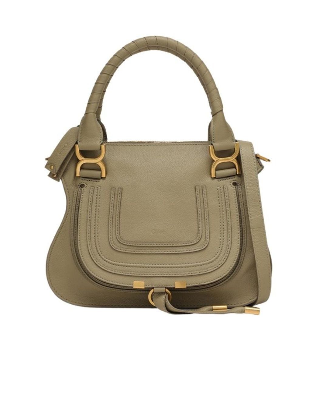 Chloé Brown Marcie Logo Shoulder Bag