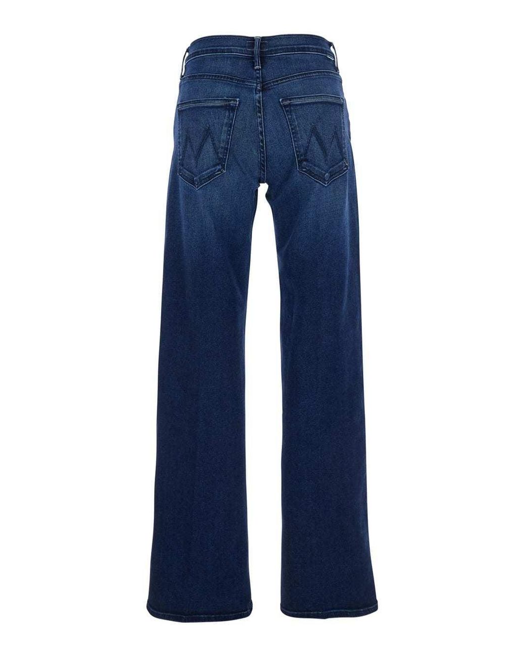 Mother Blue 'The Mid Rise Mavin Sneak' Jeans With Belt Loops And Logo Embroidery On The Rear