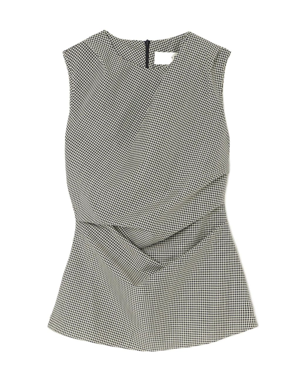 Rohe Gray Gathered Gingham Wool-Blend Top