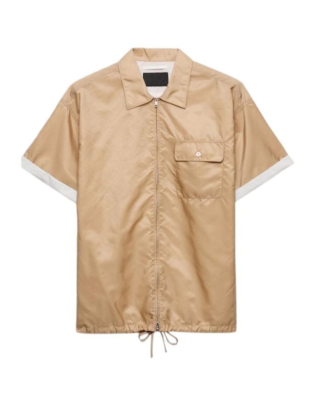 Prada Natural Chemise À Fermeture Éclair Re-Nylon À Manches Courtes for men