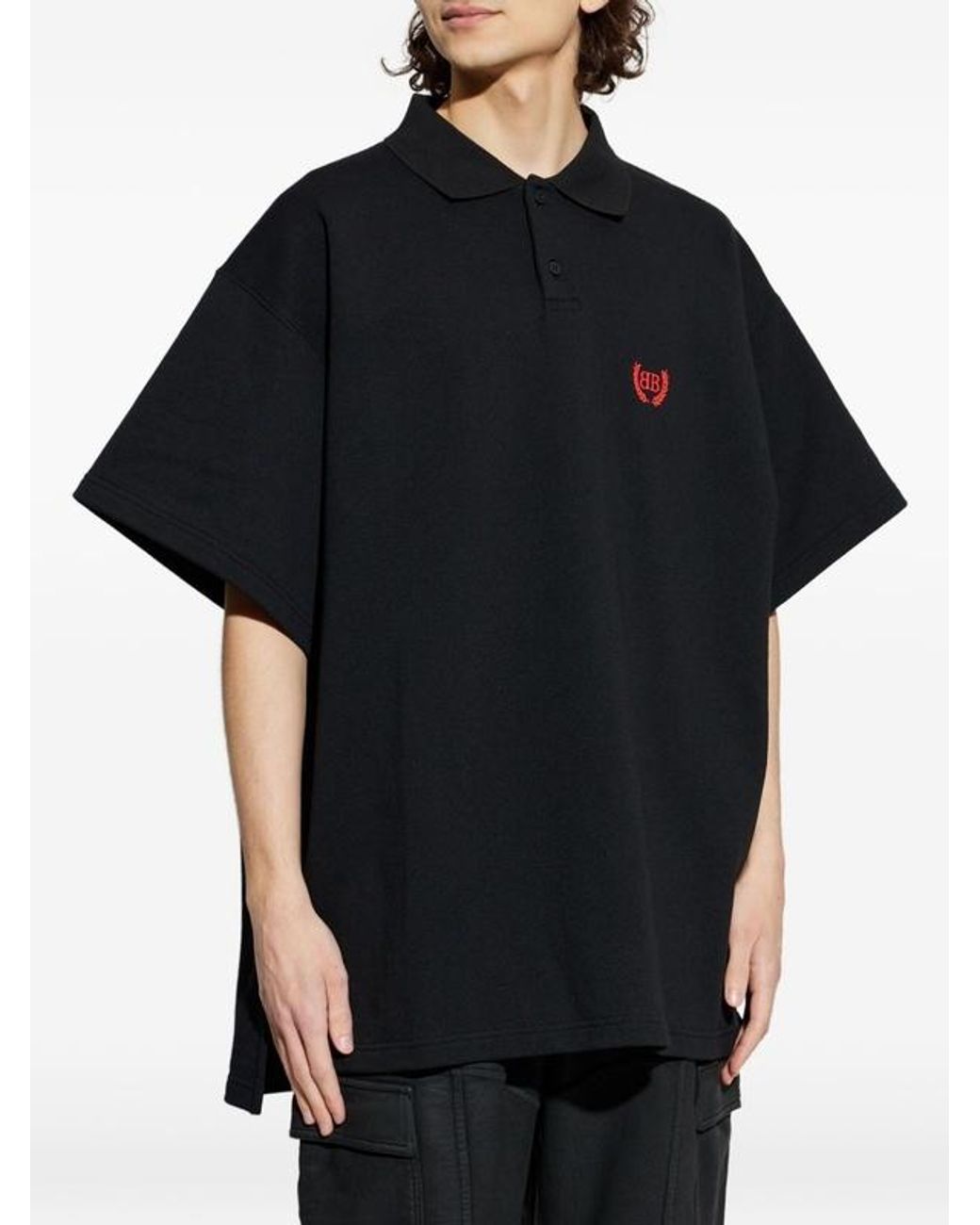 Balenciaga Black Laurel Classic Short Sleeved Oversized Polo Shirt for men