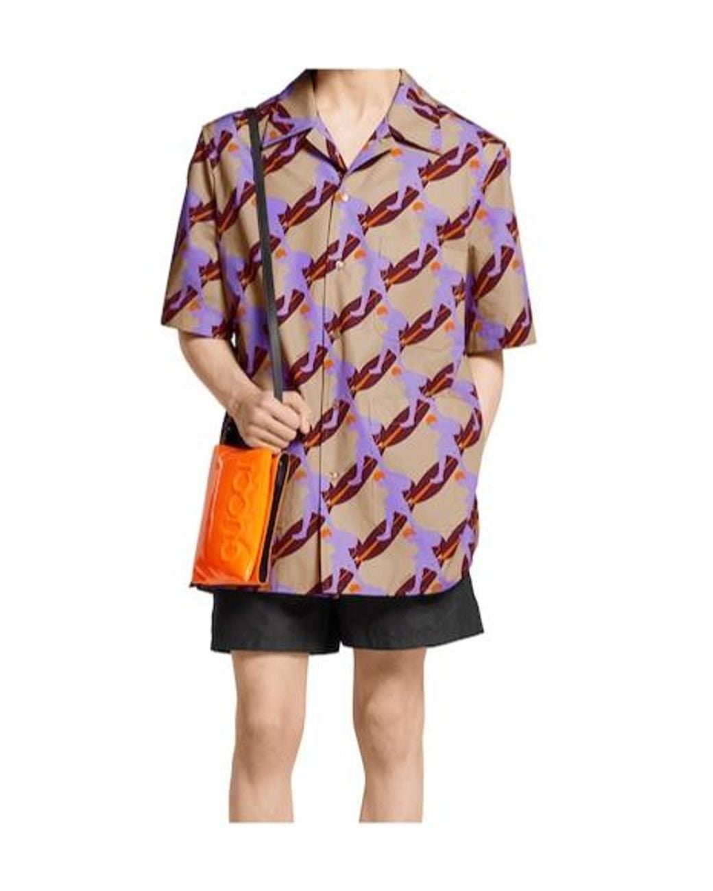 Gucci Red Graphic Print Short-Sleeve Shirt for men
