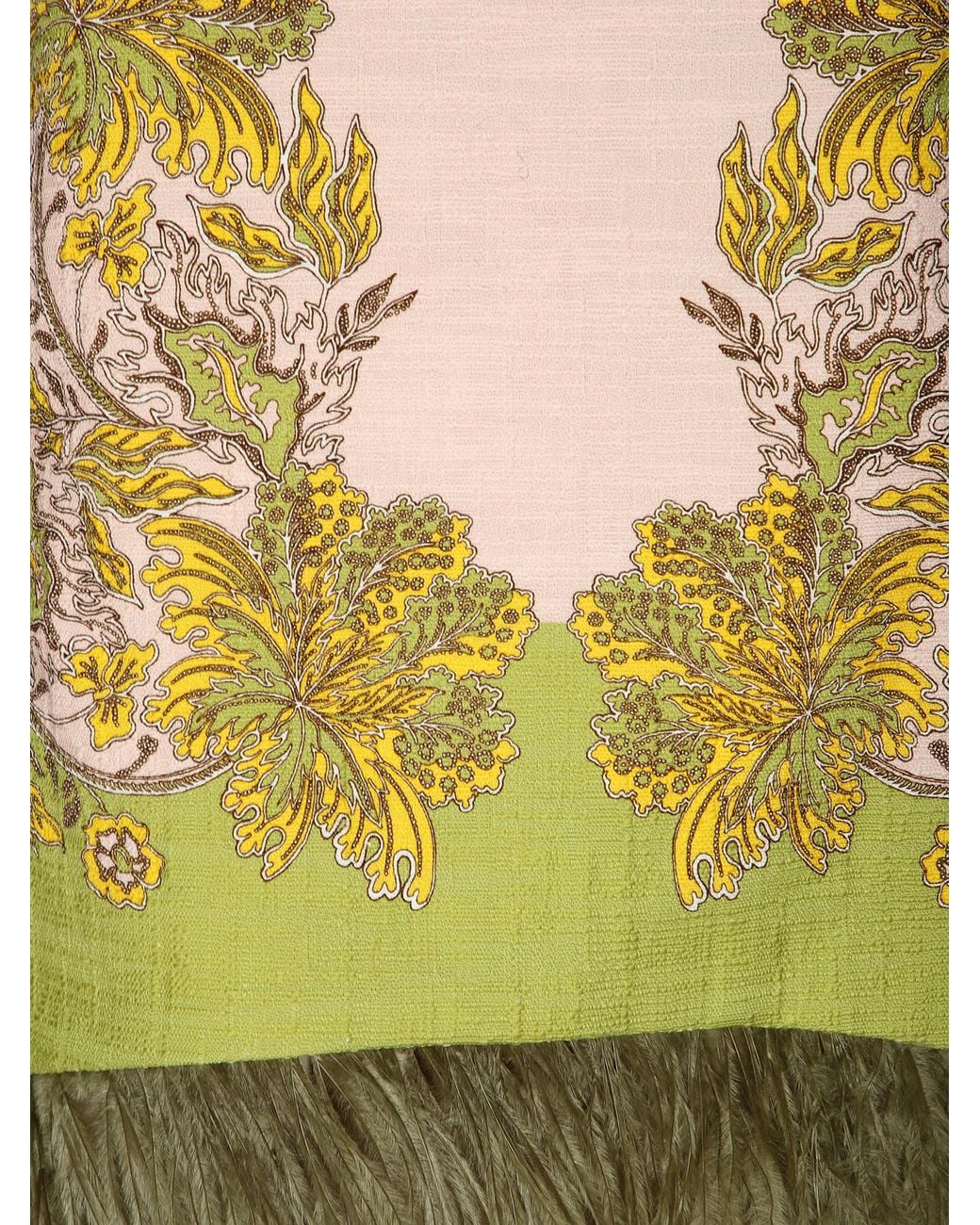 LaDoubleJ Green Feather-Trimmed Top