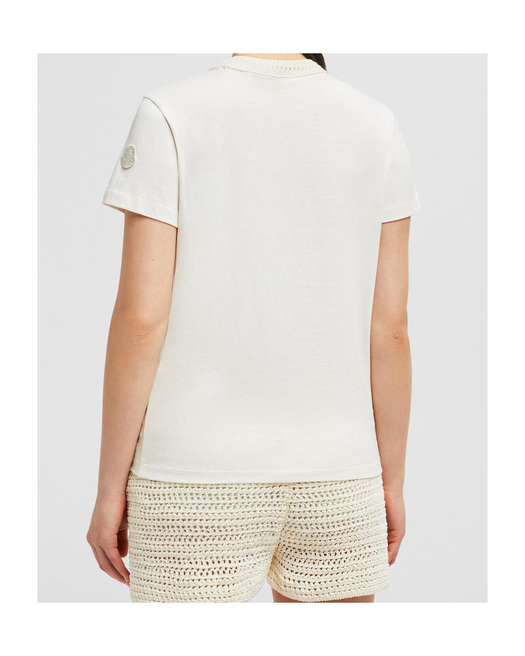 Moncler White Crochet Accent T-Shirt