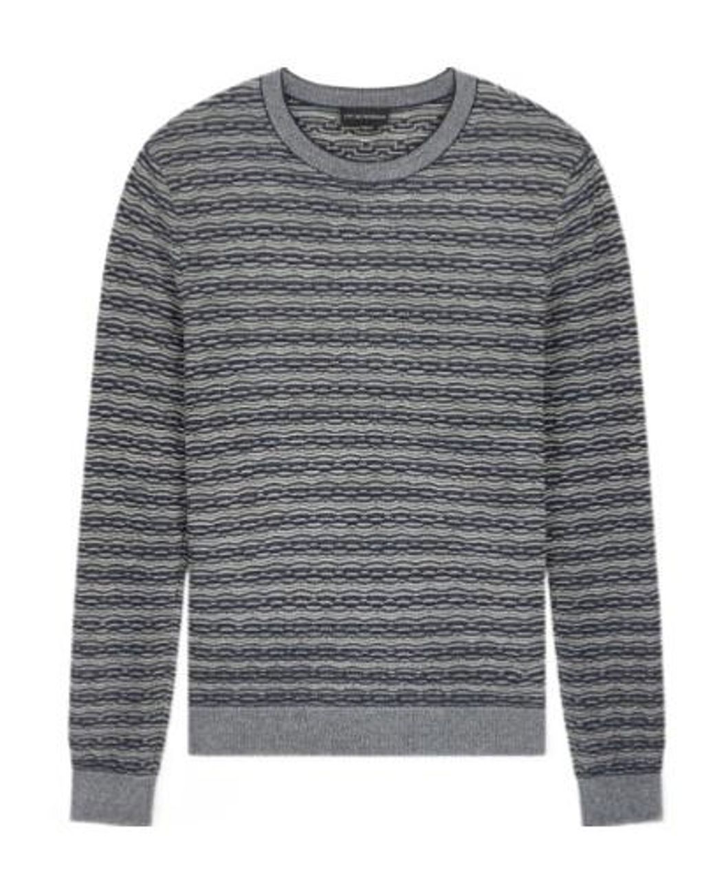 Emporio Armani Gray Horizontal-Stripe Sweater for men