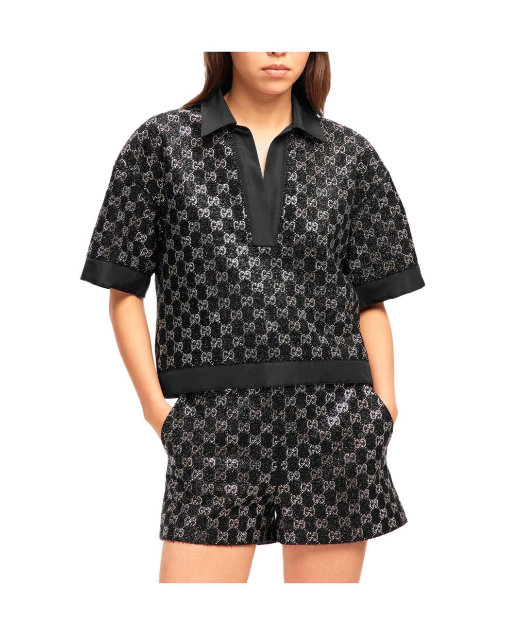 Norma Kamali Black Sequined Short Top