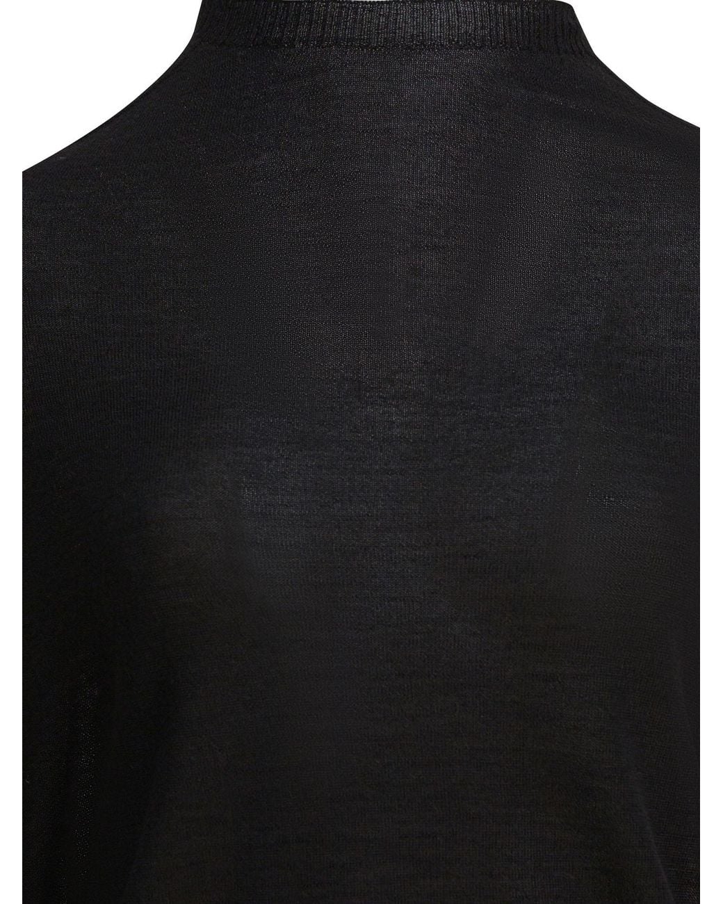 Rick Owens Black Long Sleeve High-Neck Top