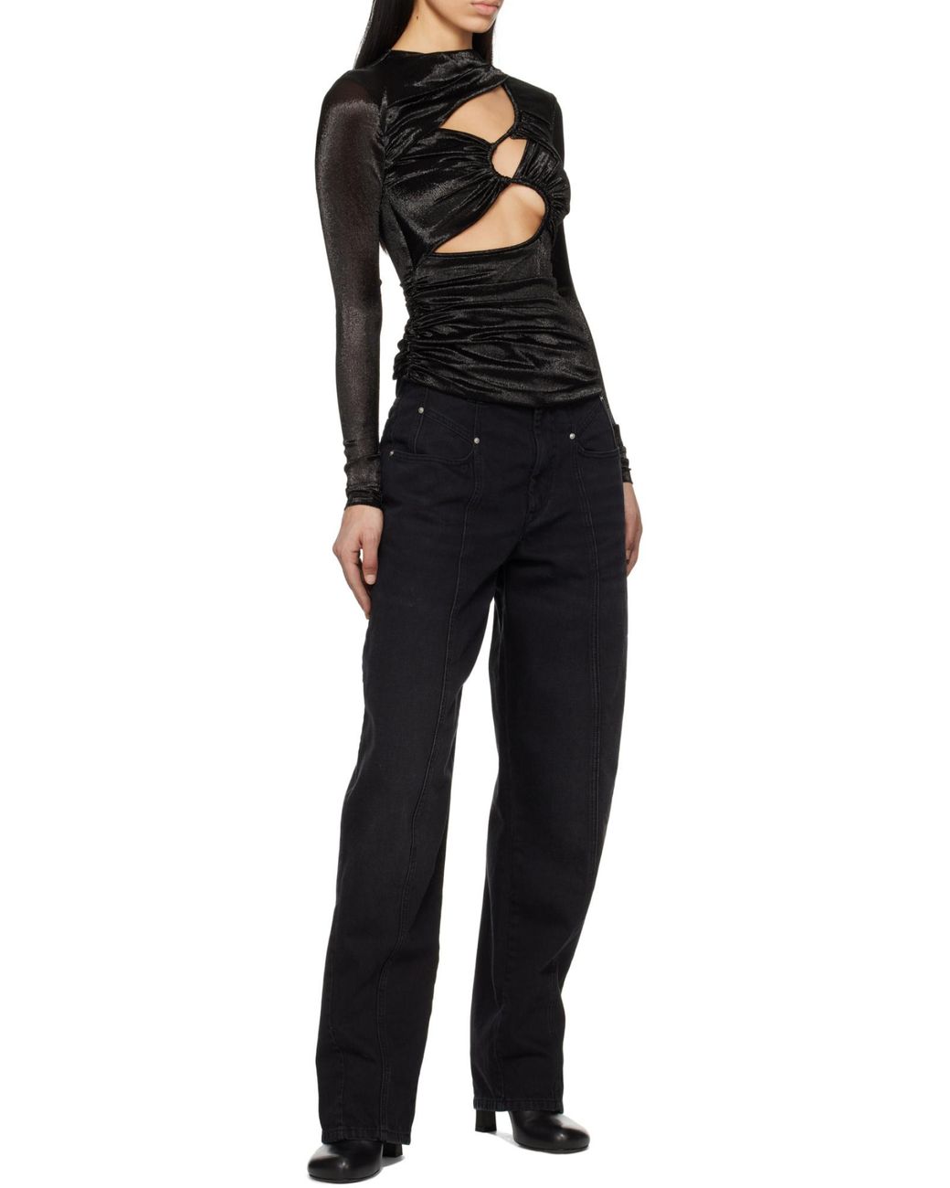 Isabel Marant Black Rose Cut-Out Top