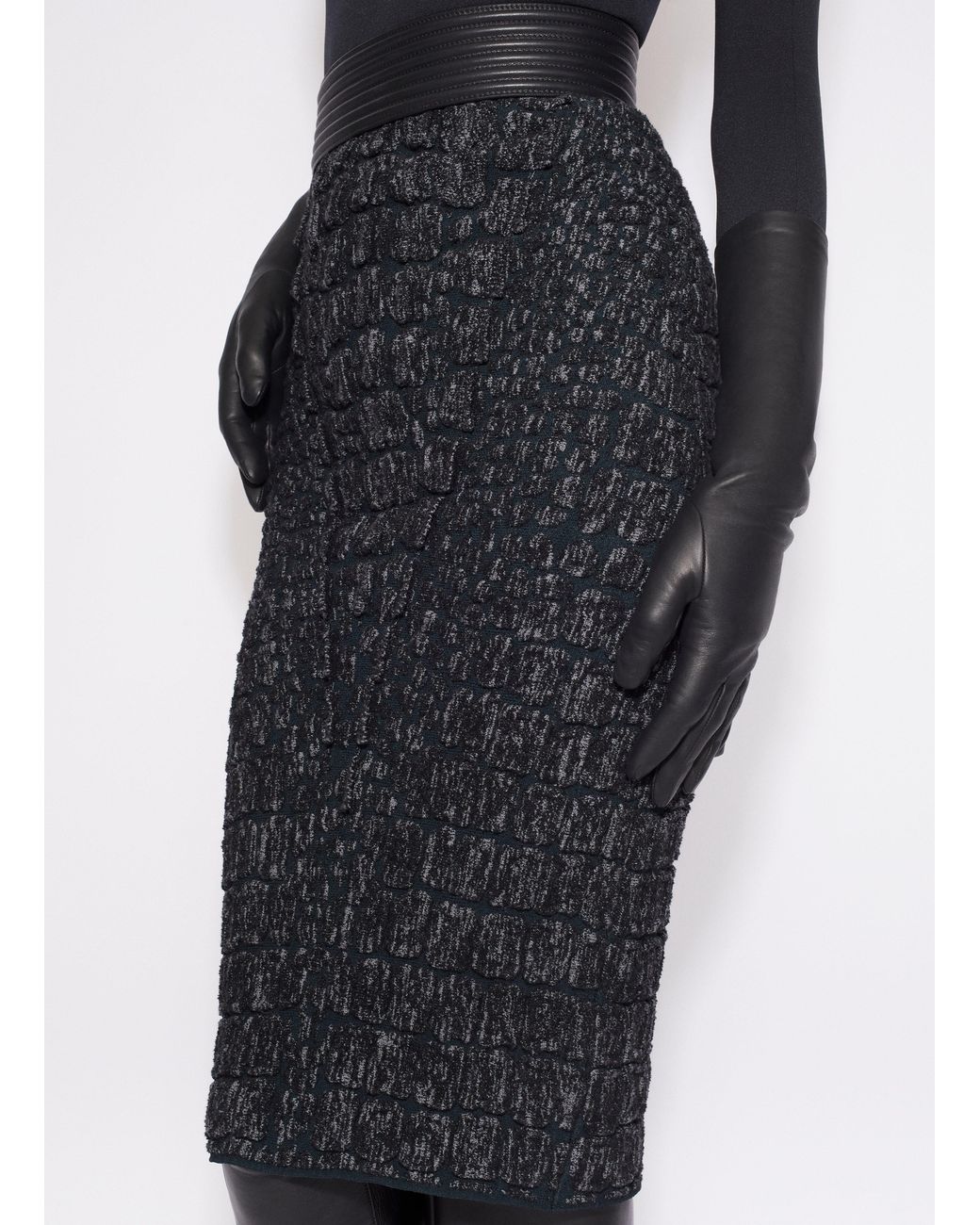 Alaïa Blue Alaïa Embossed Pencil Skirt