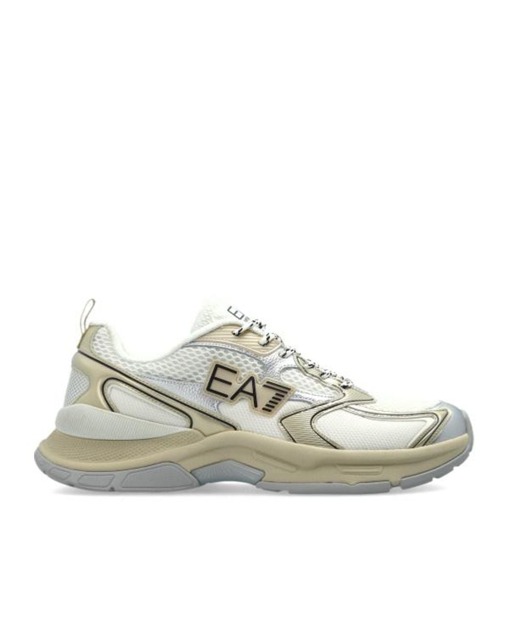 EA7 White Mesh Lace-Up Sneakers for men