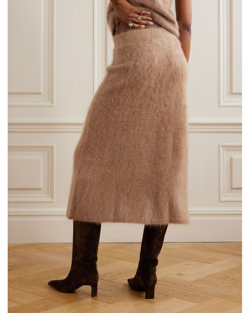 Lisa Yang Natural Asta Cashmere Midi Skirt