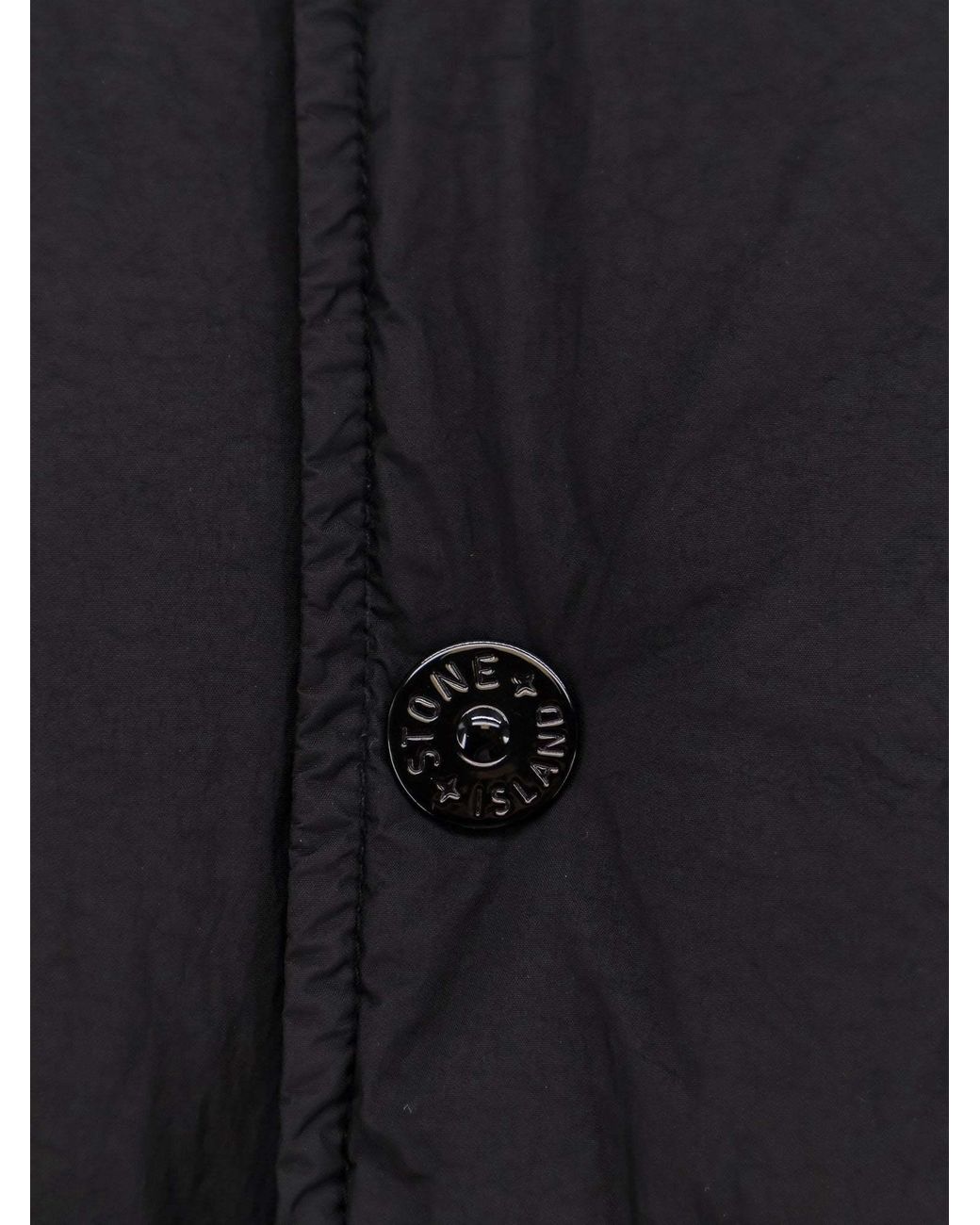 Stone Island Black Logo Patch Hooded Coat for men