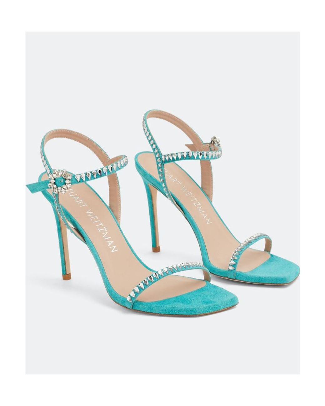 Stuart Weitzman Blue Gemcut 100 Lace-Up Sandals