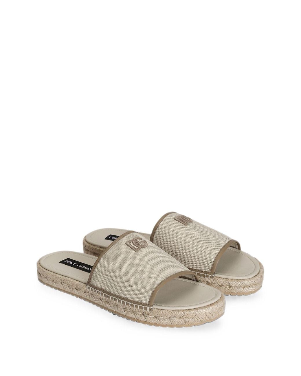 Dolce & Gabbana White Logo Strap Slide Sandals for men