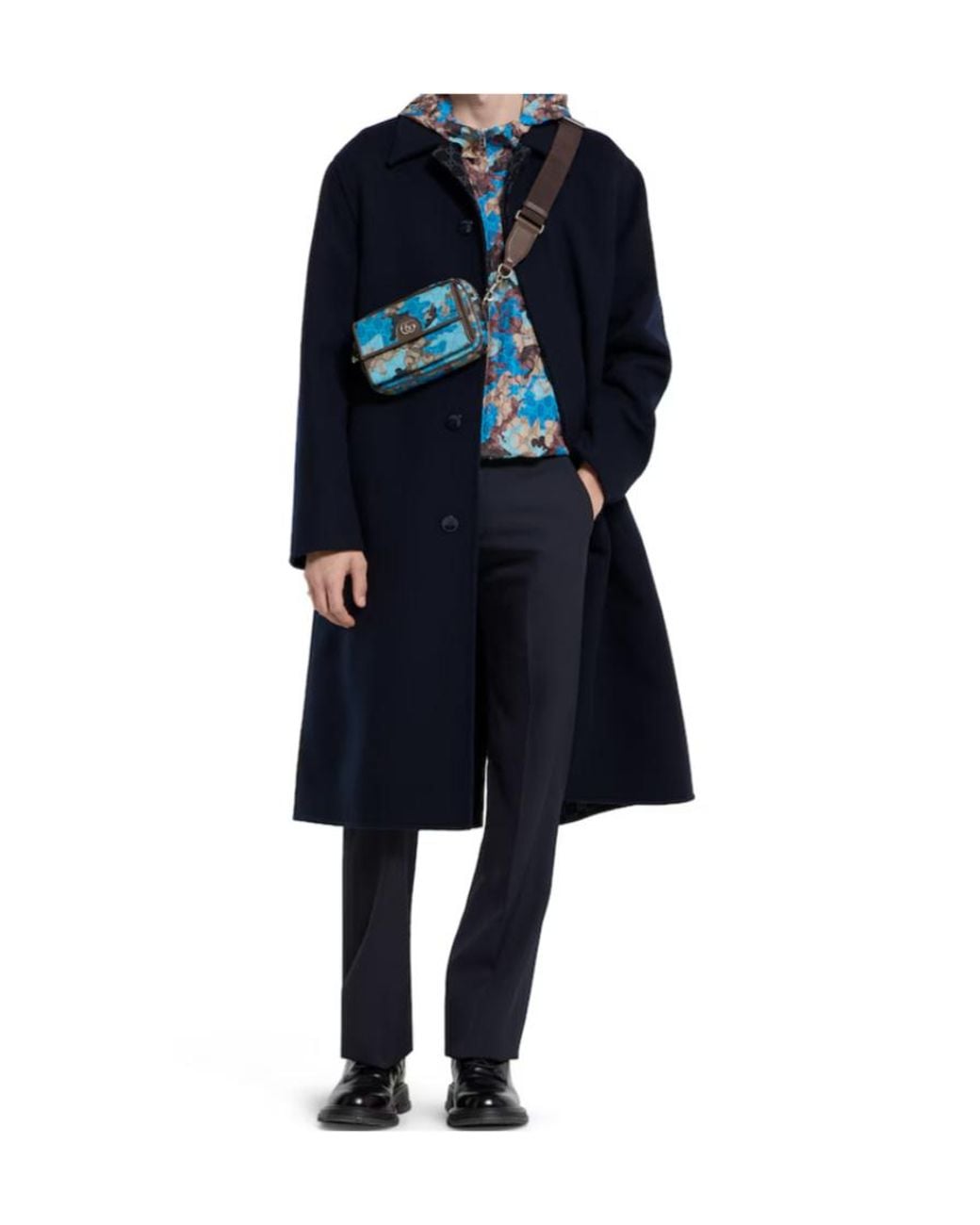 Gucci Blue Embroidery Gabardine Pants for men