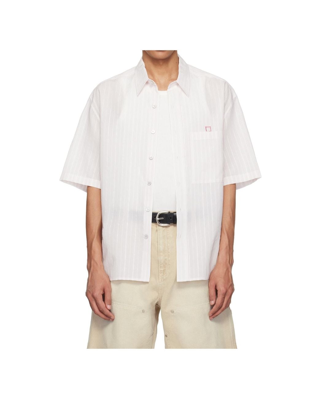 Wooyoungmi White Striped Print Shirt for men