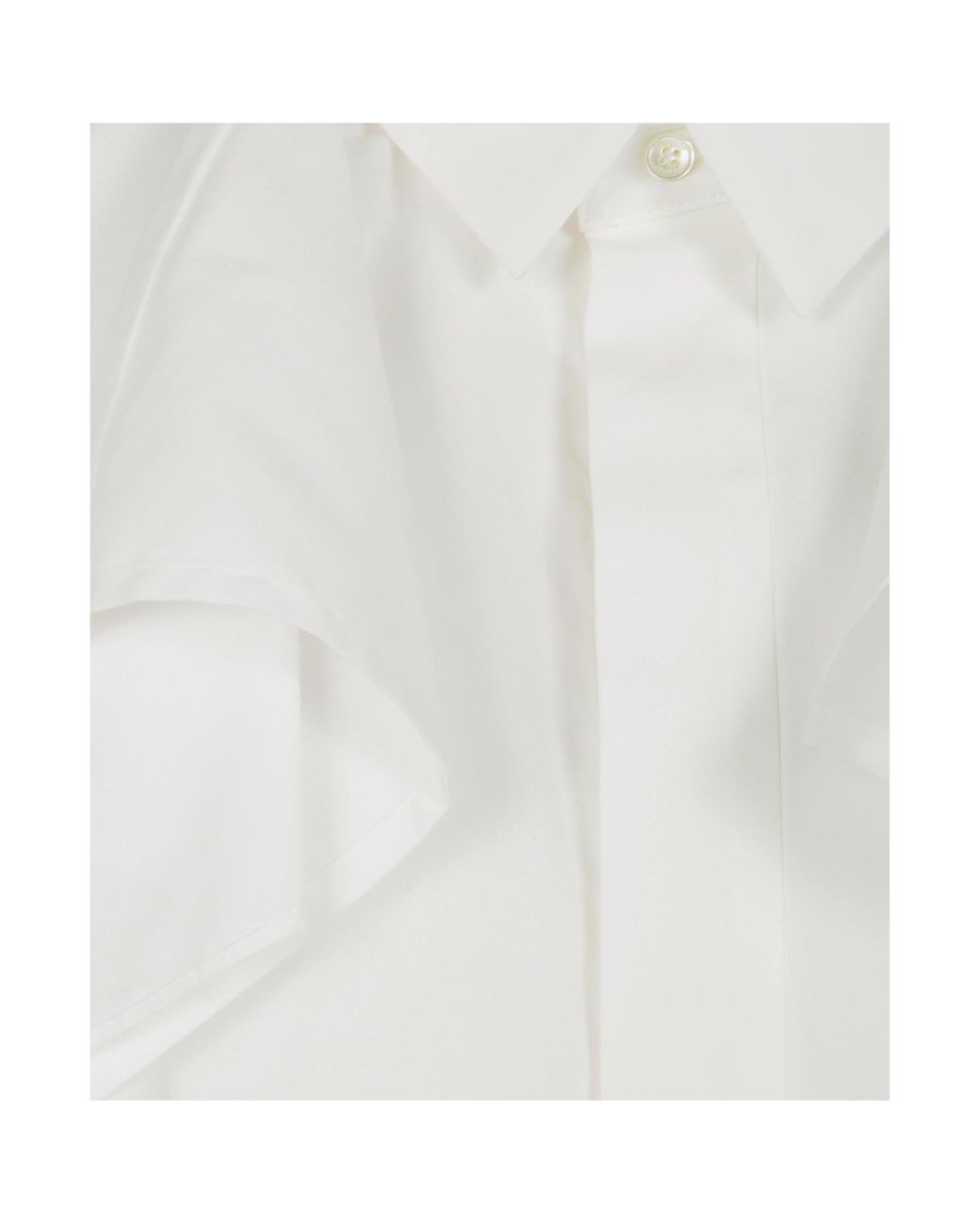 Sacai White Ruffle-Detailed Sleeveless Shirt Dress