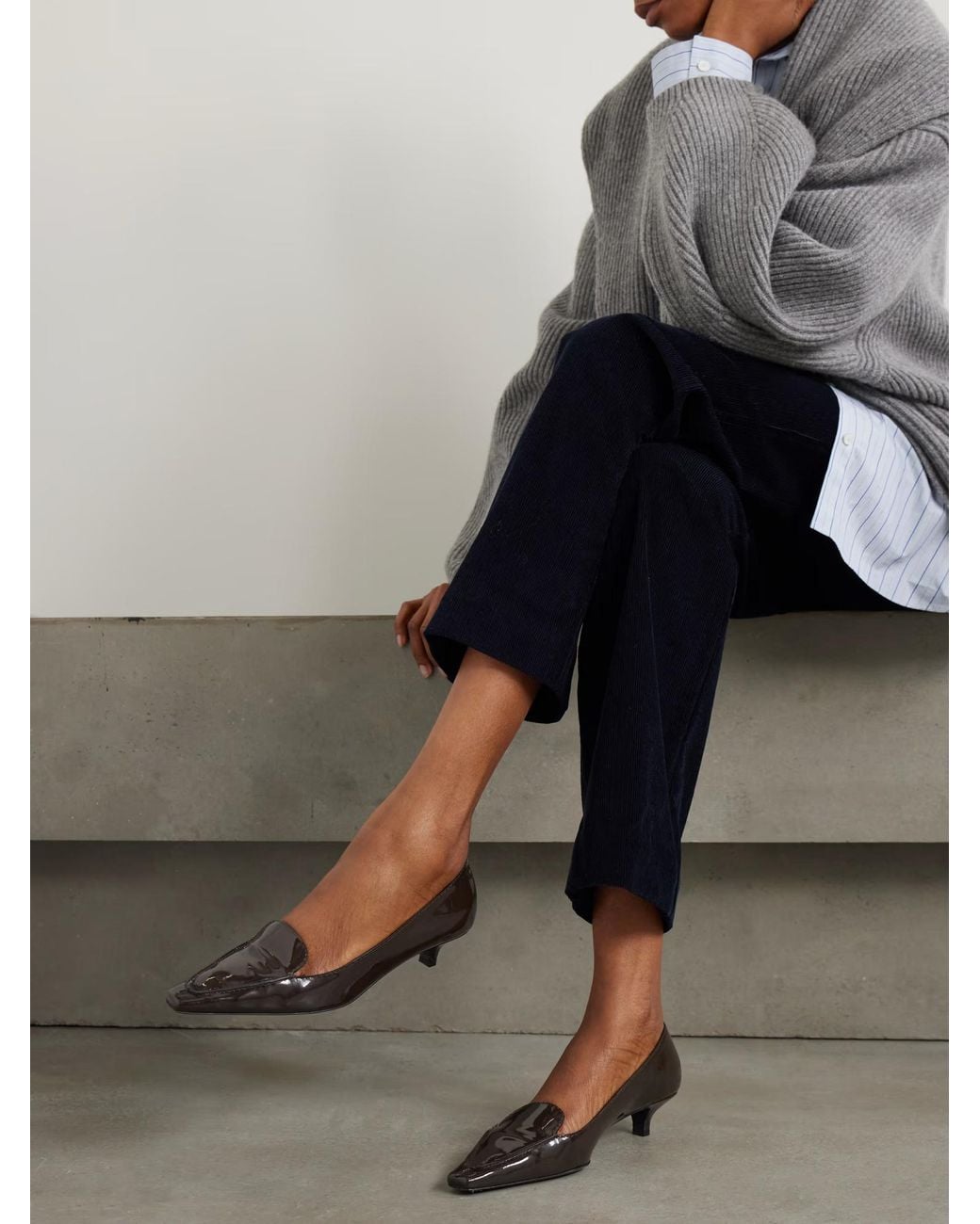 Totême Brown Patent-Leather Pumps