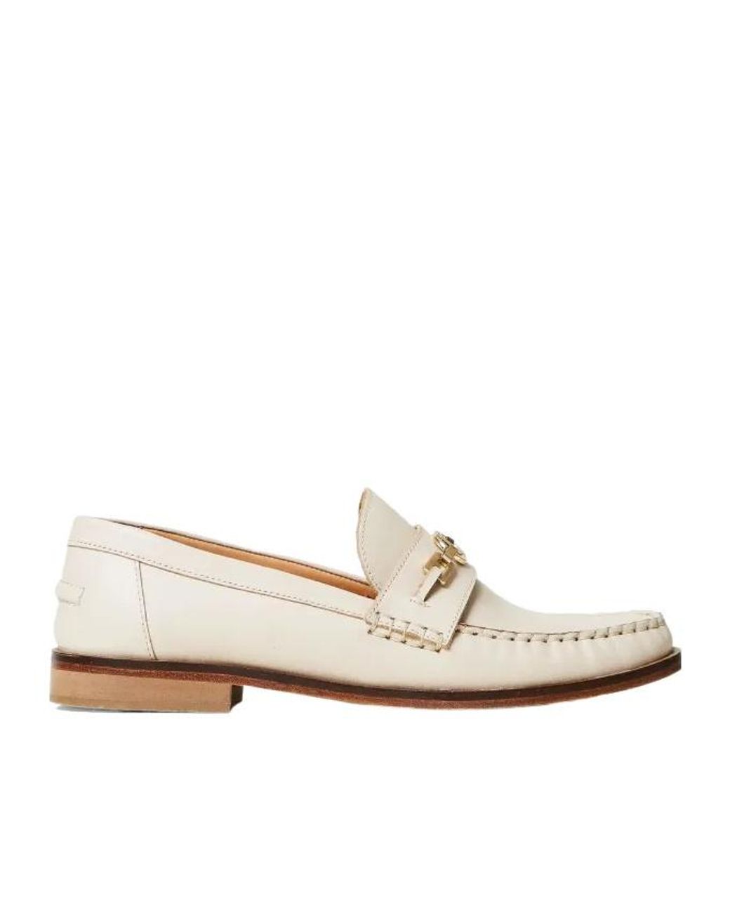 Twinset White Oval T Leather Loafers