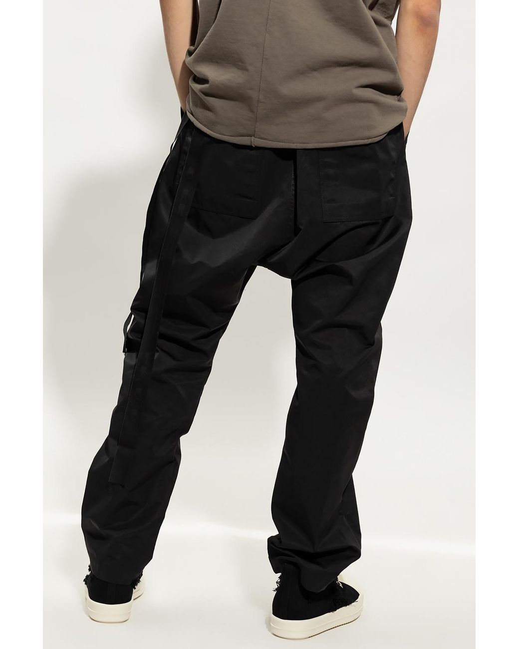 Rick Owens Black Drop-Crotch Trousers for men