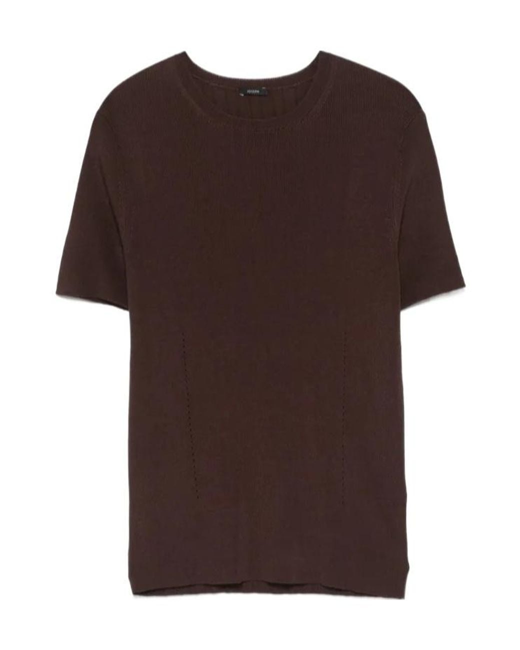 Joseph Brown Satiny Rib Knit Top