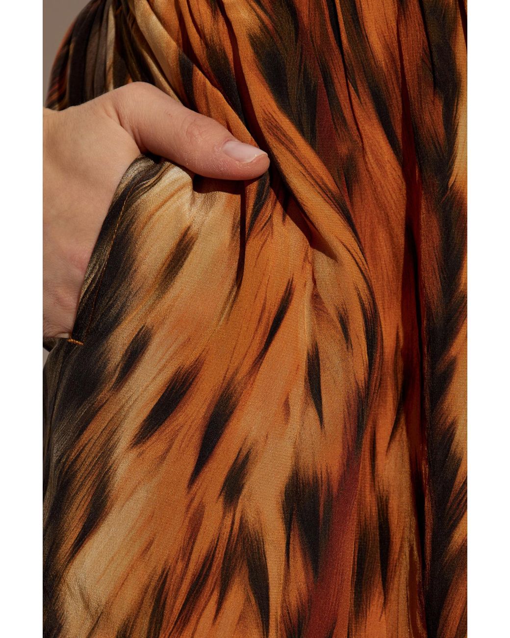 Balenciaga Brown Fur Print Straight-Leg Pants