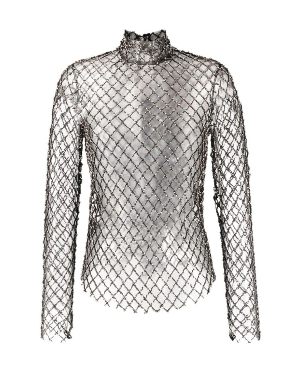 Isabel Marant Multicolor High-Neck Long-Sleeved Blouse