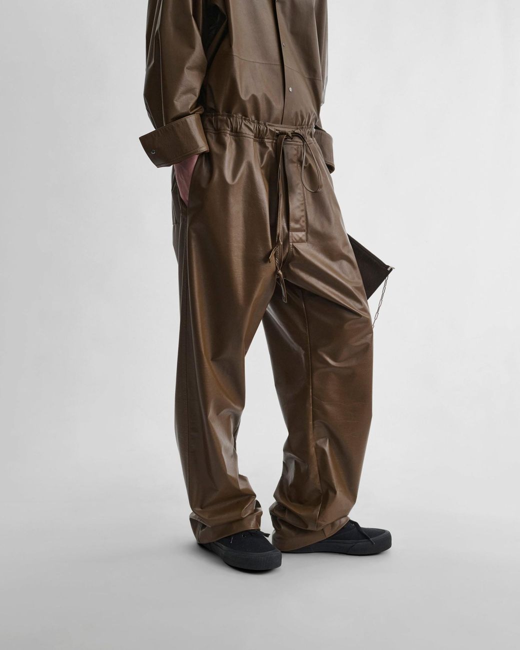 Phoebe Philo Brown Casual Leather Trousers