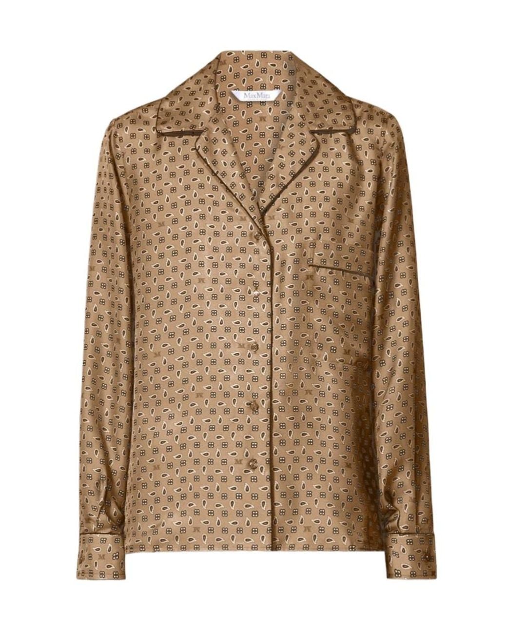 Max Mara Brown Silk Printed Shirt