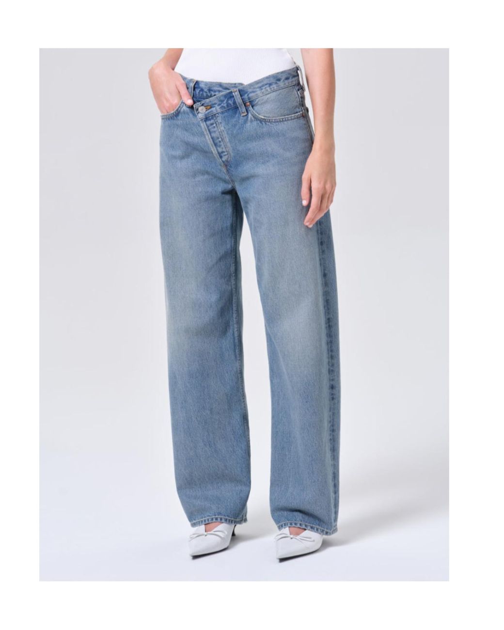 Agolde Blue High-Rise Straight-Leg Jeans