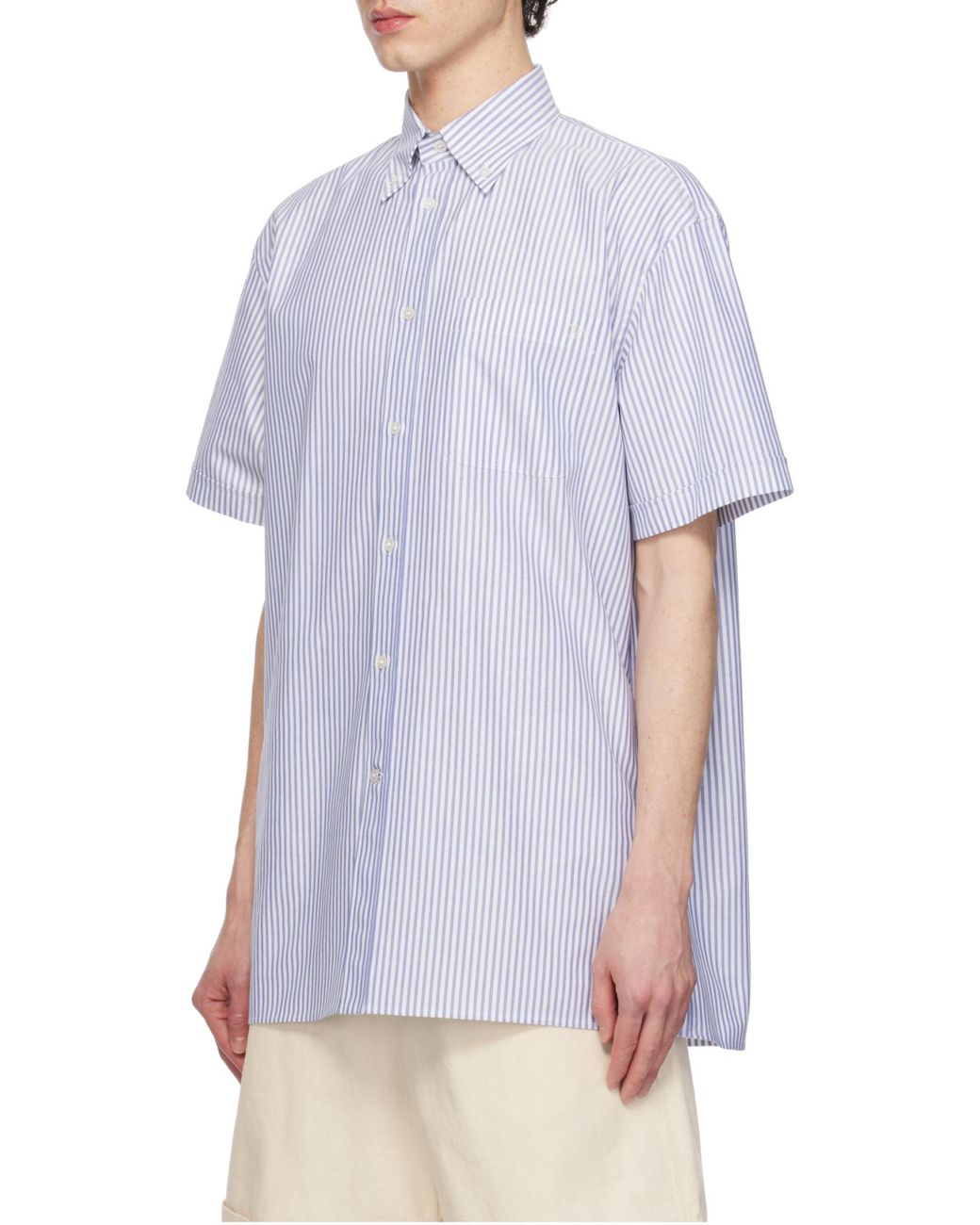 Valentino White Striped Button-Up Shirt for men