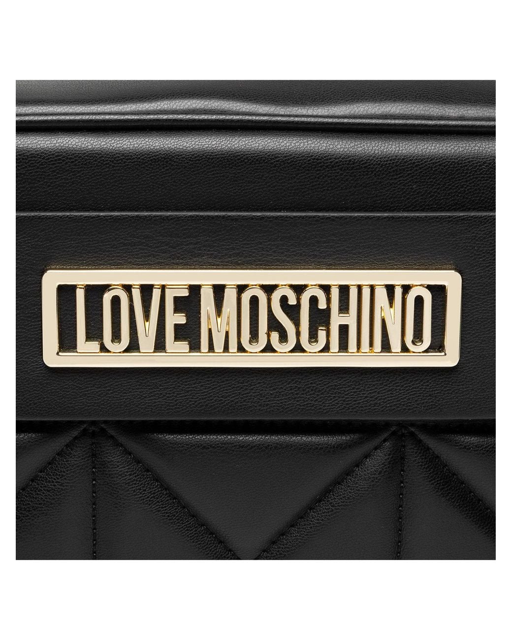 Moschino Black Quilted Logo Plaque Crossbody Bag