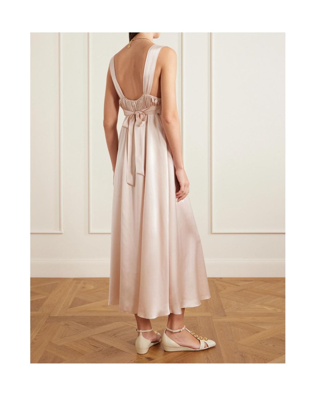Chloé White Chloé Spaghetti Strap Satin Dress
