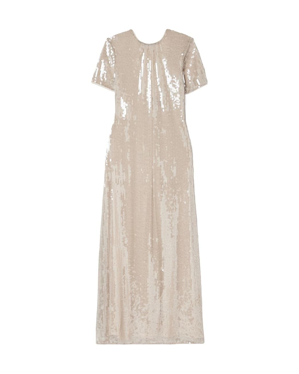 Staud Natural Sequin Mesh Maxi Dress