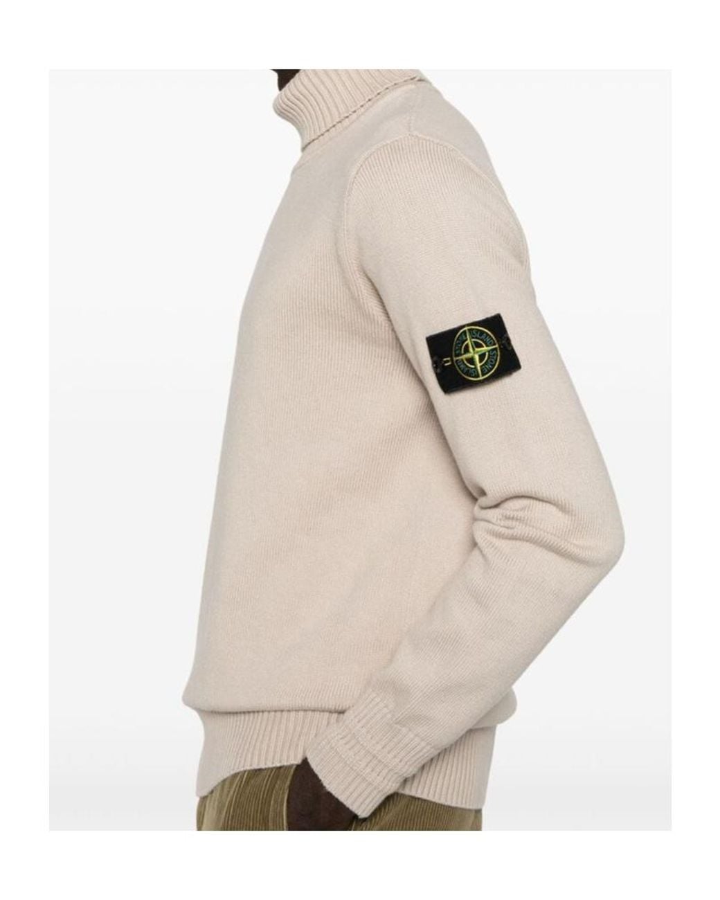 Stone Island White Logo Patch Roll Neck Jumper for men
