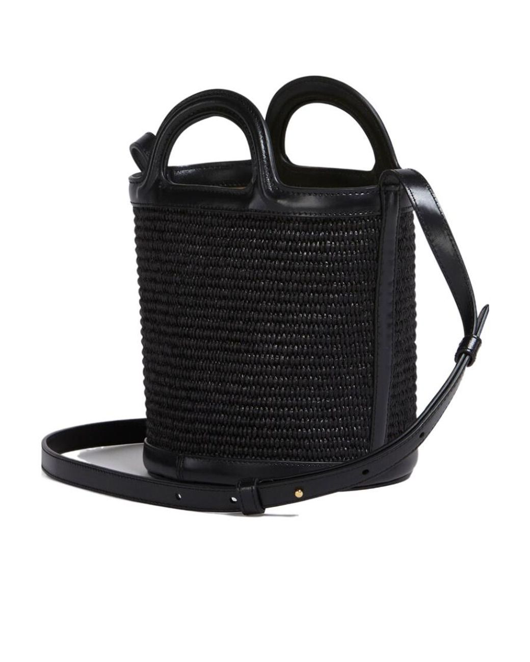 Marni Black Logo Embroidered Bucket Bag