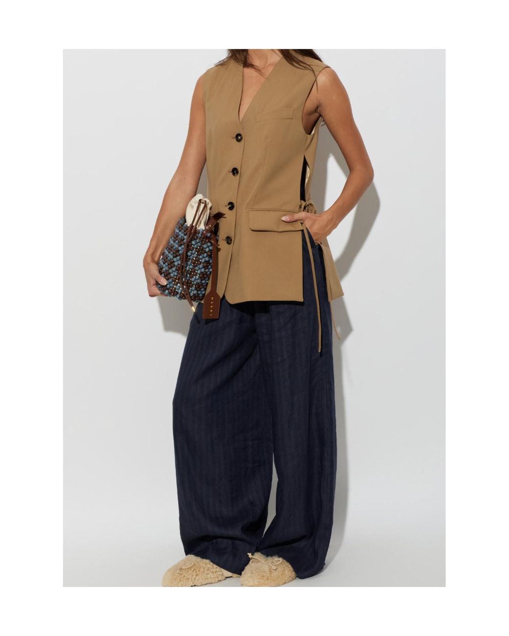 Marni Natural Buttoned Sleeveless Vest