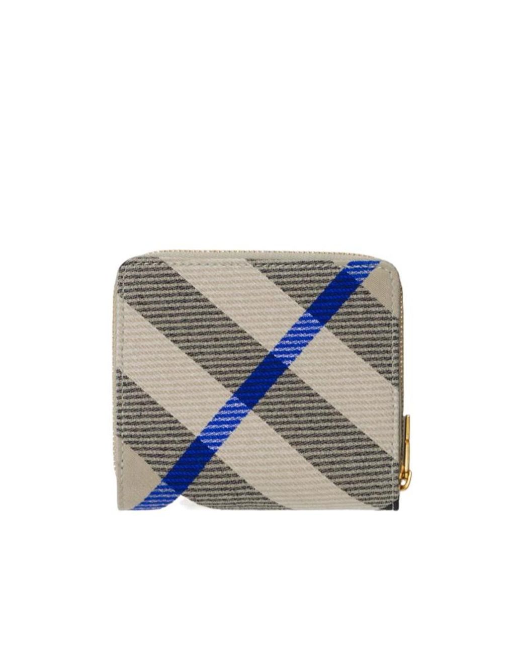 Burberry Blue Checkered Zip-Around Wallet