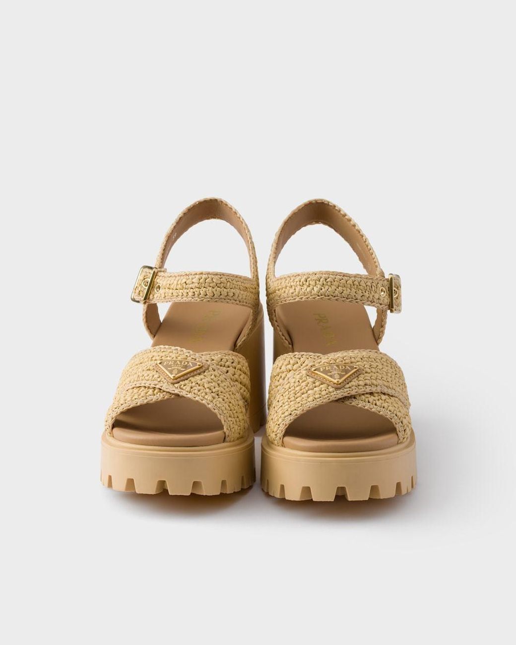 Prada Metallic Crochet Sandals
