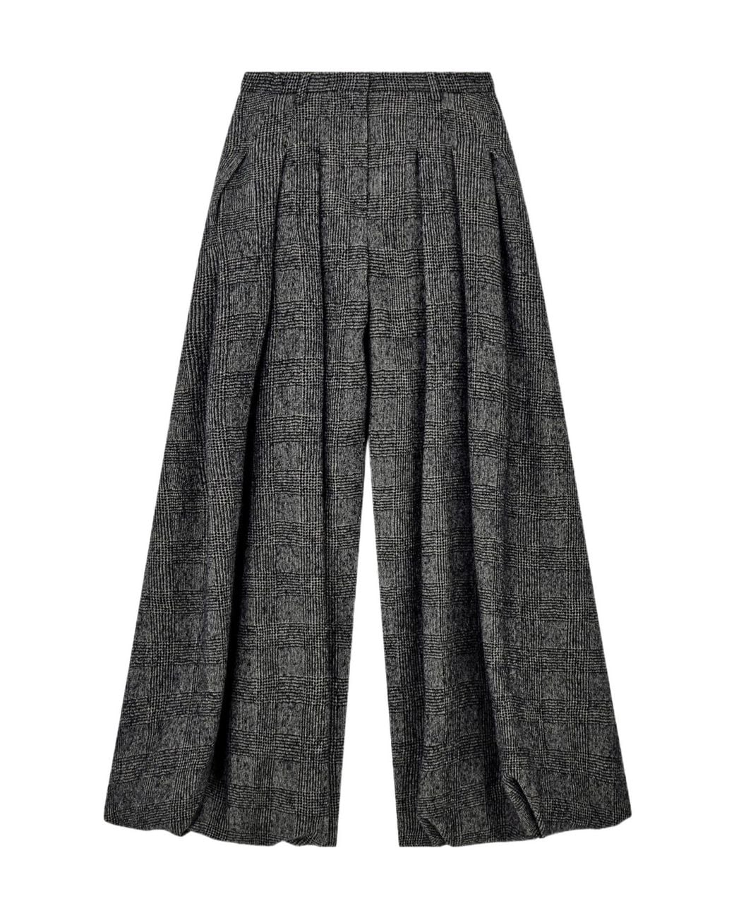 Emporio Armani Gray Pleated Wide-Leg Trousers