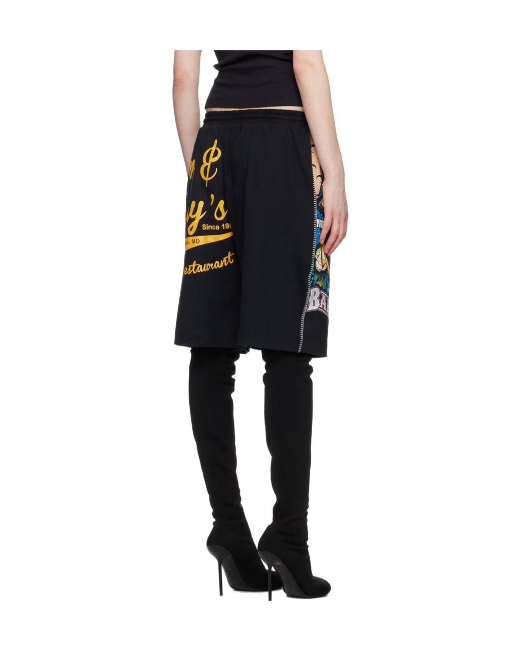 MARINE SERRE Black Plain Jersey Printed Shorts