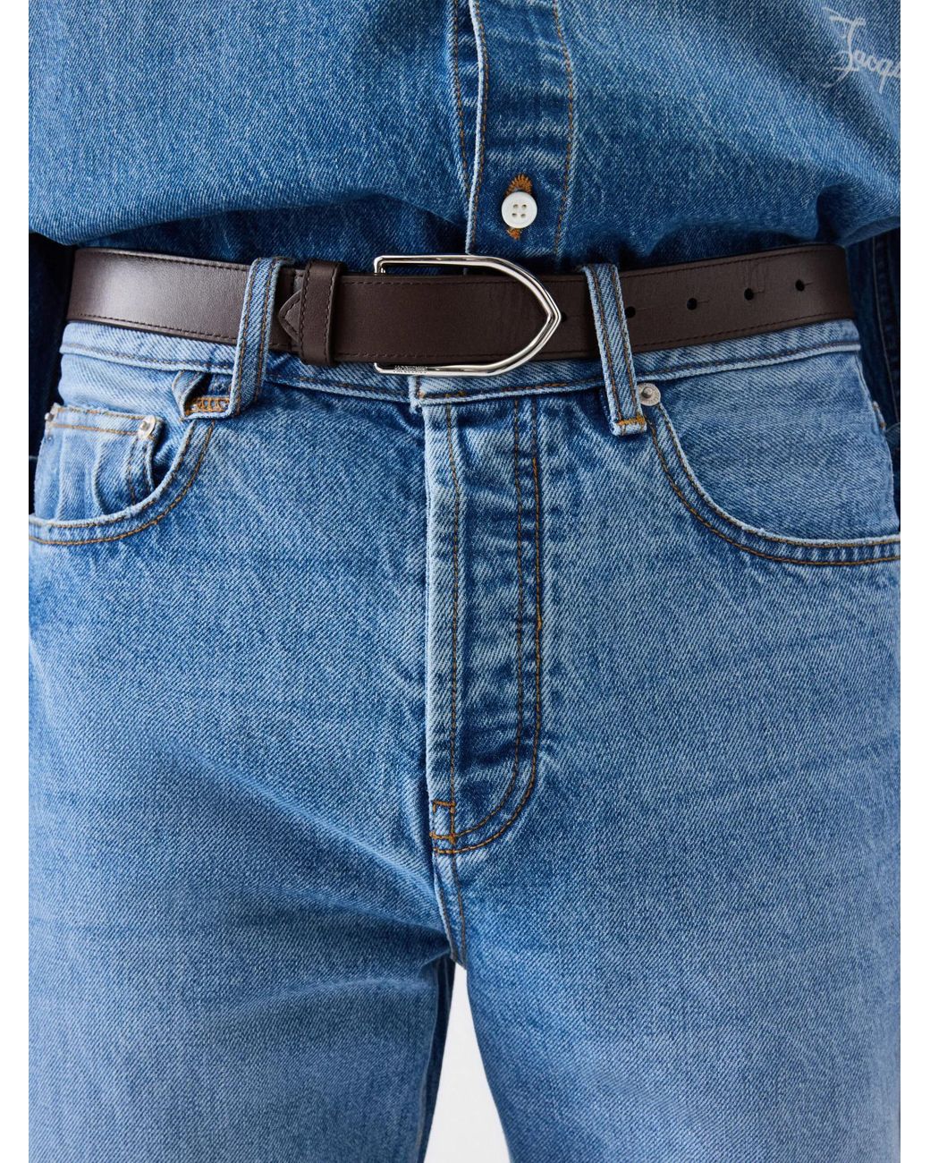 Jacquemus Blue Mid-Rise Straight-Leg Jeans for men