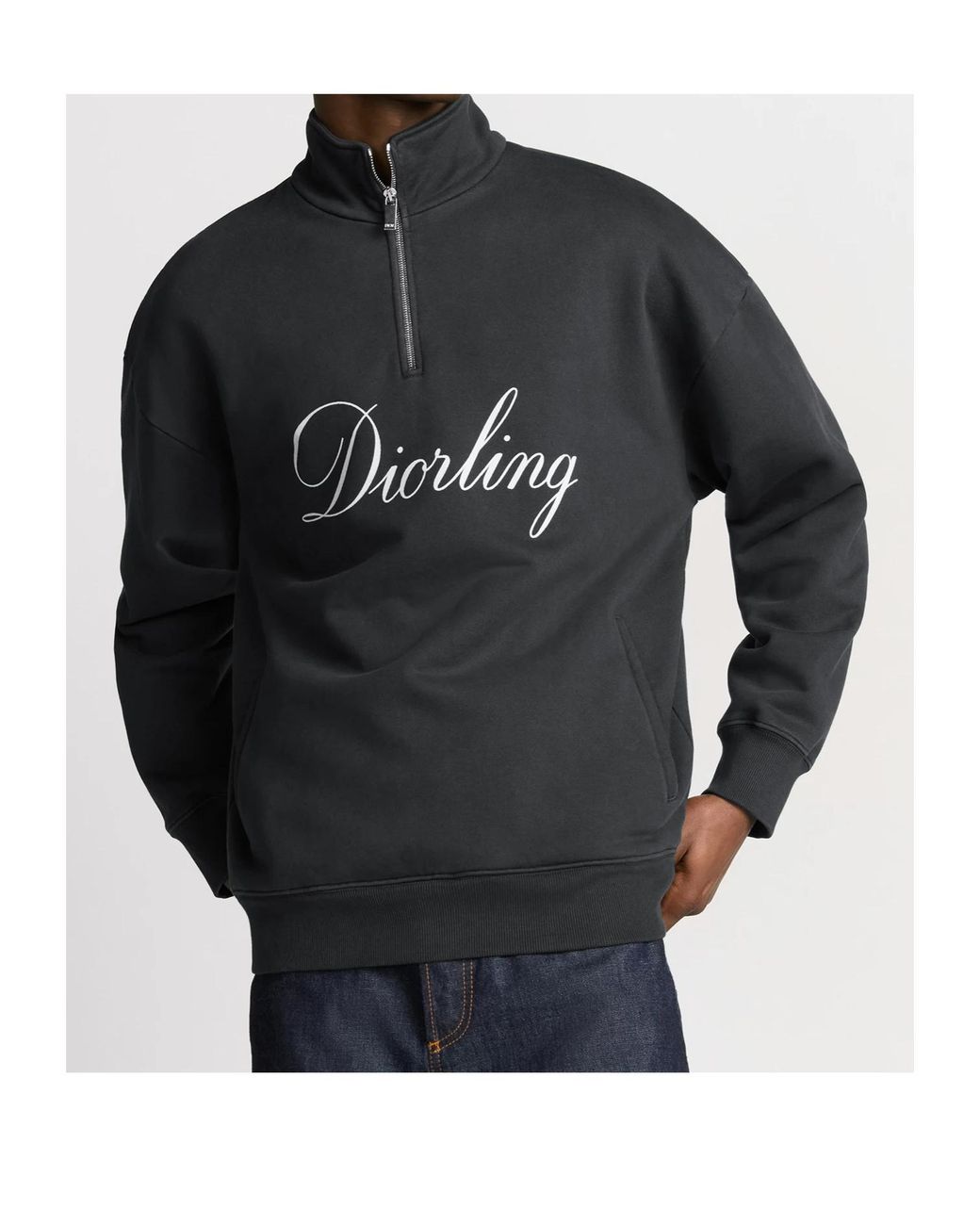 Dior Gray Diorling Sweatshirt With Zip On The Collar for men