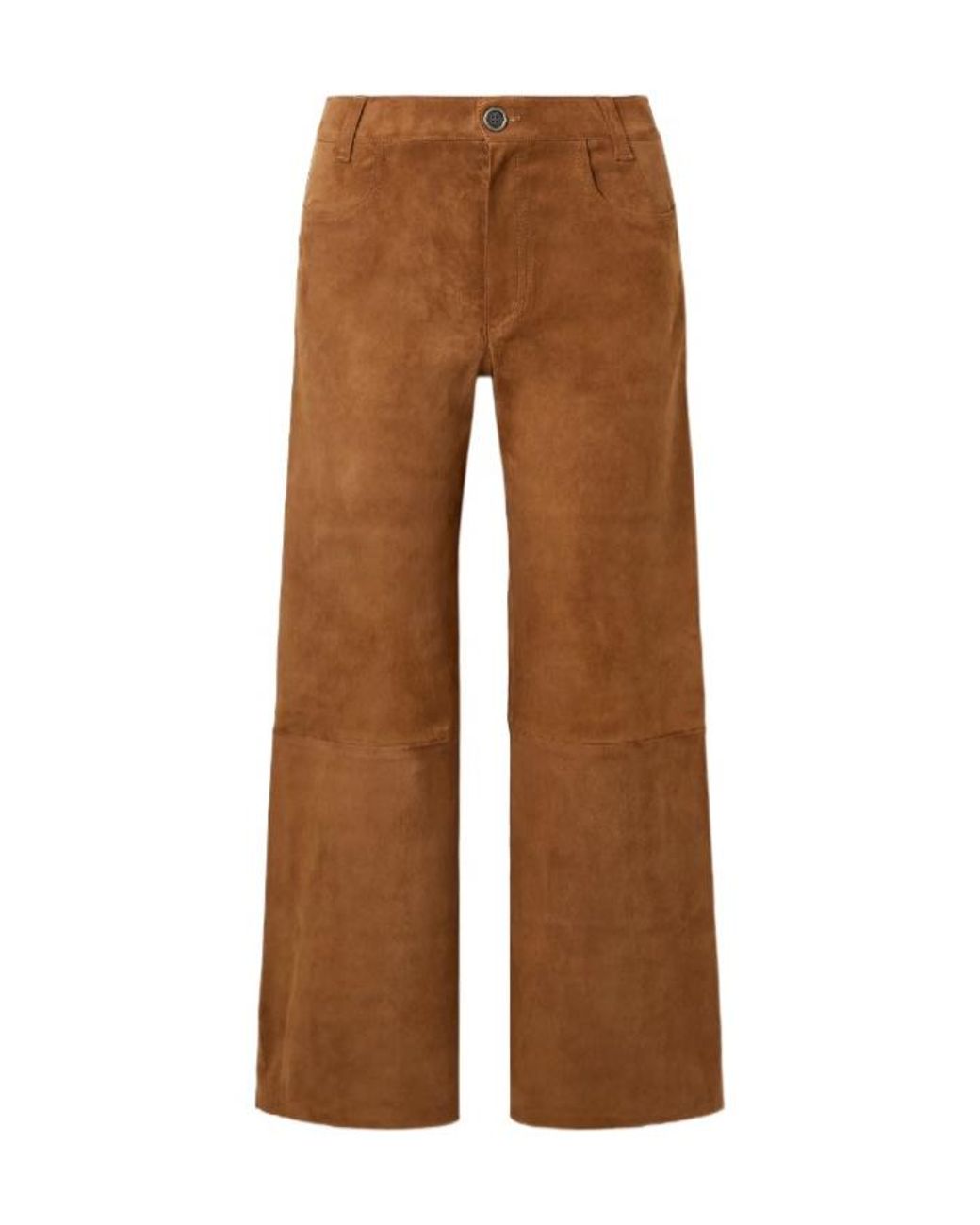 Stouls Brown Lilou Cropped Suede Wide-Leg Pants
